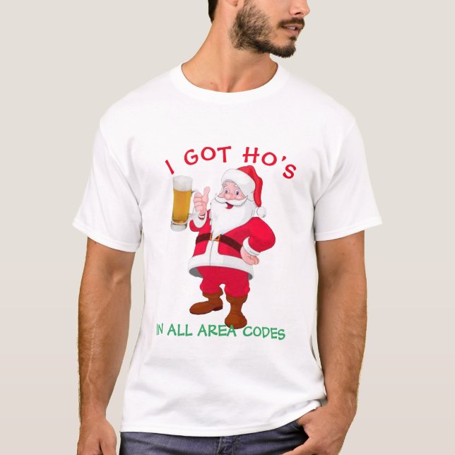 Beer Älskare Santa, Lusnyare Beer-julnr T Shirt (Framsida)