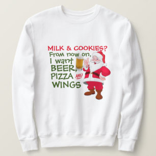 Beer Älskare Santa Pizza & Vingar: Den fantastiska Lång Ärmad Tröja