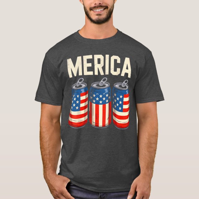 Beer American Flag 4th Of July Merica USA Men Wome T Shirt (Framsida)