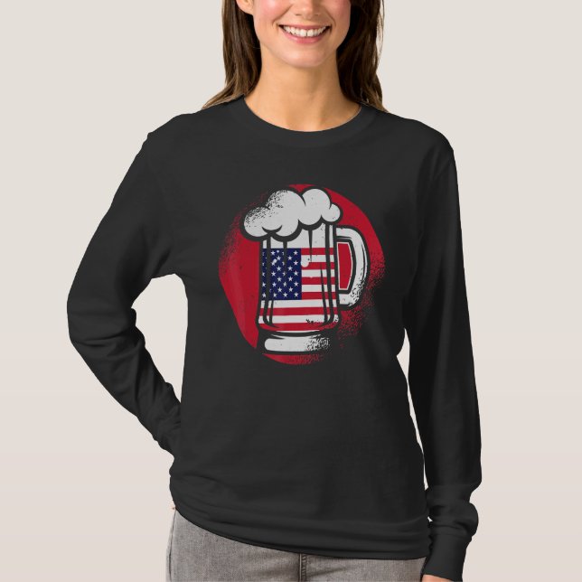 Beer American Flagga 4:e juli: Drick Celebrate Ind T Shirt (Framsida)
