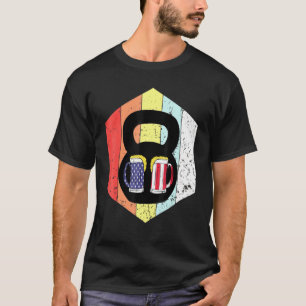 Beer American Flagga 4:e juli Kettlebell Gym Usa T Shirt
