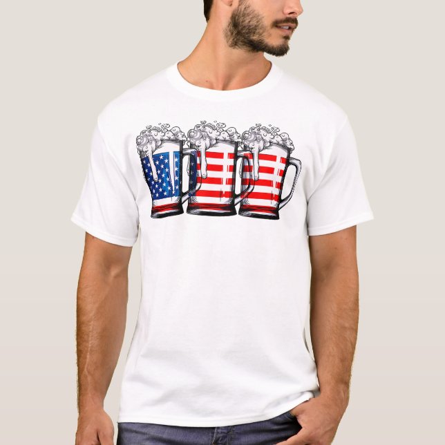 Beer American Flagga 4:e juli Manar Women Merica U T Shirt (Framsida)