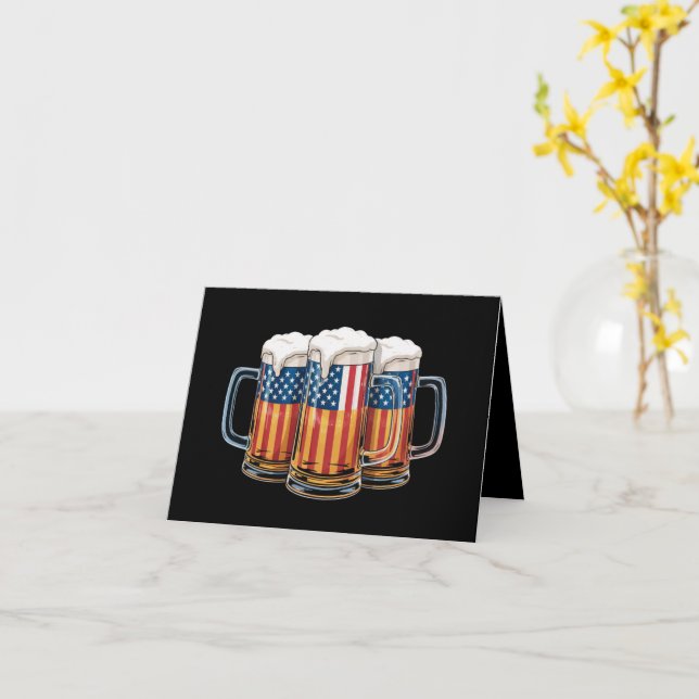 Beer American Flagga 4:e juli Merica Drinking USA Kort (Gul blomma)