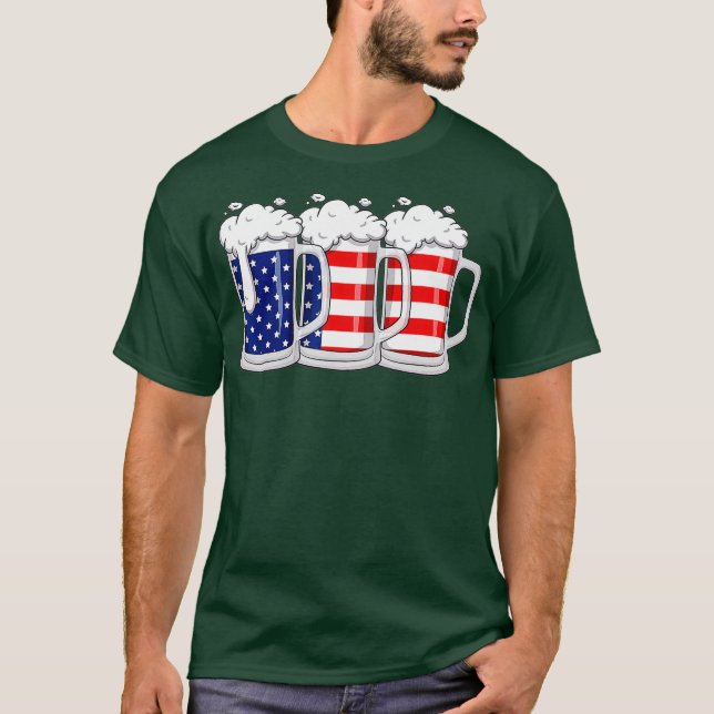 Beer American Flagga 4:e juli USA Merica T Shirt (Framsida)