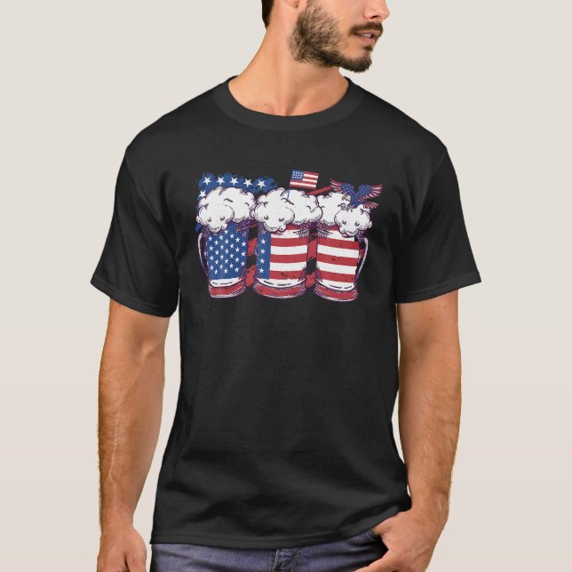 Beer American Flagga 4:e juli Womens Manar Patriot T Shirt (Framsida)