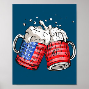 Beer American Flagga 4 juli Poster