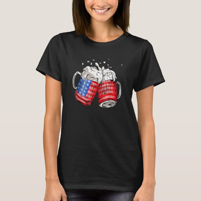Beer American Flagga 4 juli T Shirt (Framsida)