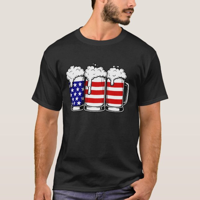 Beer American Flagga T Shirt (Framsida)