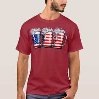 Beer American Flagga T shirt 4:e juli Manar Kvinno