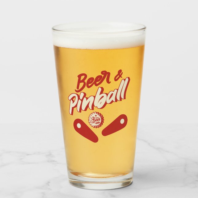 Beer And Pinball  Glaskopp (Framsida fylld)