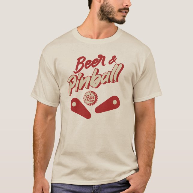 Beer And Pinball  T Shirt (Framsida)