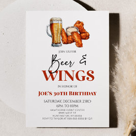 Beer and Wings Chicken Wings Birthday Party Inbjudningar