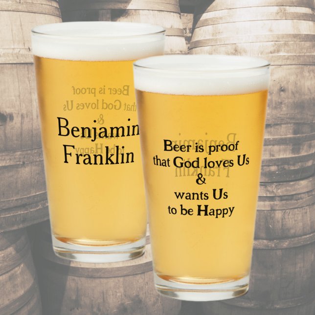 Beer är Proof Roligt Ben Franklin Quote Glaskopp (Skapare uppladdad)