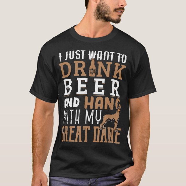 Beer av great dane Pappa vid Fars dag Hund älskare T Shirt (Framsida)