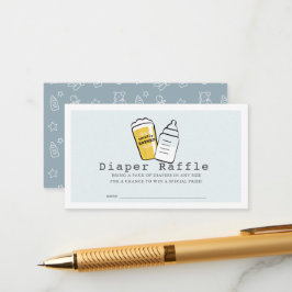 Beer & Baby Bottle Blue Baby Diaper Raffle Ticket Tilläggskort