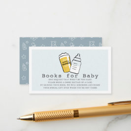 Beer & Baby Bottle Blue Baby Shower Book Request Tilläggskort