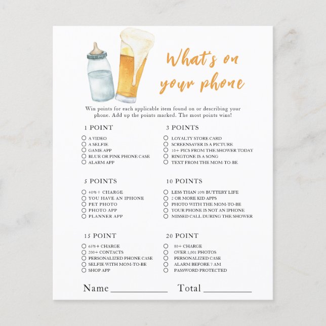 Beer babydusch - Vad är det på ditt Mobila spel? (Framsida)