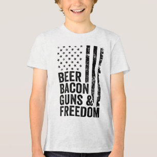 Beer Bacon Guns& Freedom _ USA flagga Bq Drink T Shirt