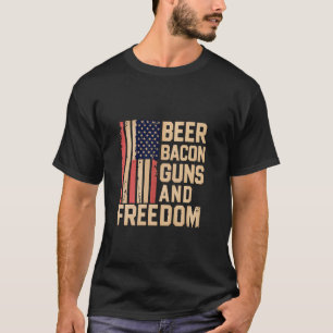 Beer Bacon Guns and Freedom Beer BBQ Vintage T Shirt