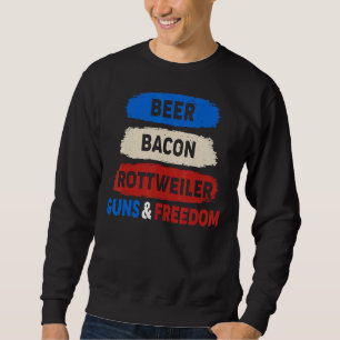 Beer Bacon Rottweiler Guns Freedom 4 Lång Ärmad Tröja