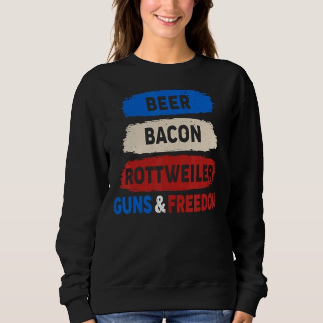 Beer Bacon Rottweiler Guns Freedom 4 T Shirt (Framsida)