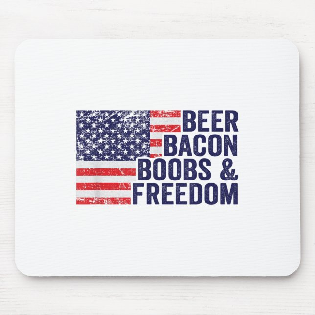 Beer Bacon S&amp; Freedom - Funny USA flagga Bbq D Musmatta (Framsidan)
