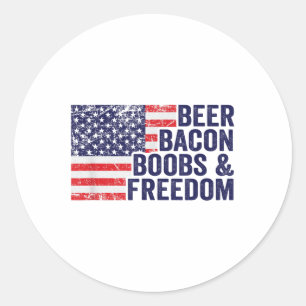 Beer Bacon S& Freedom - Funny USA flagga Bbq D Runt Klistermärke