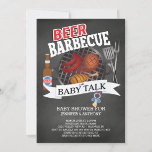 Beer Barbecue Baby Talk Baby Shower Inbjudningar