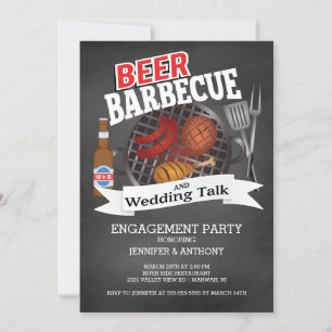 Beer Barbecue Bröllop Talk Förlovningsfest Inbjudningar