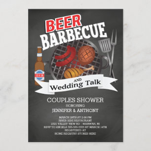 Beer Barbecue Bröllop Talk Par Shower Inbjudningar