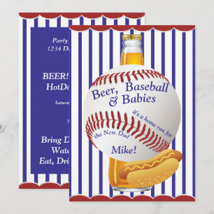 Beer Baseball och Spädbarn Baby Shower Inbjudningar
