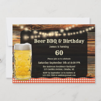 Beer BBQ Födelsedagsfest inbjudan