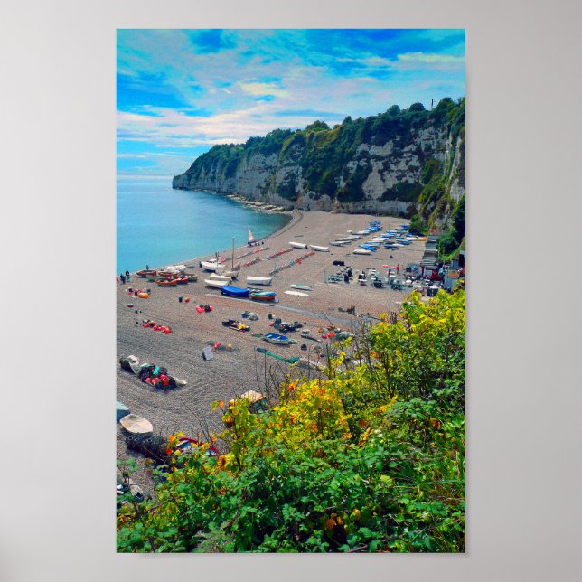 Beer Beach Jurassic Kusten Devon England Poster (Framsidan)