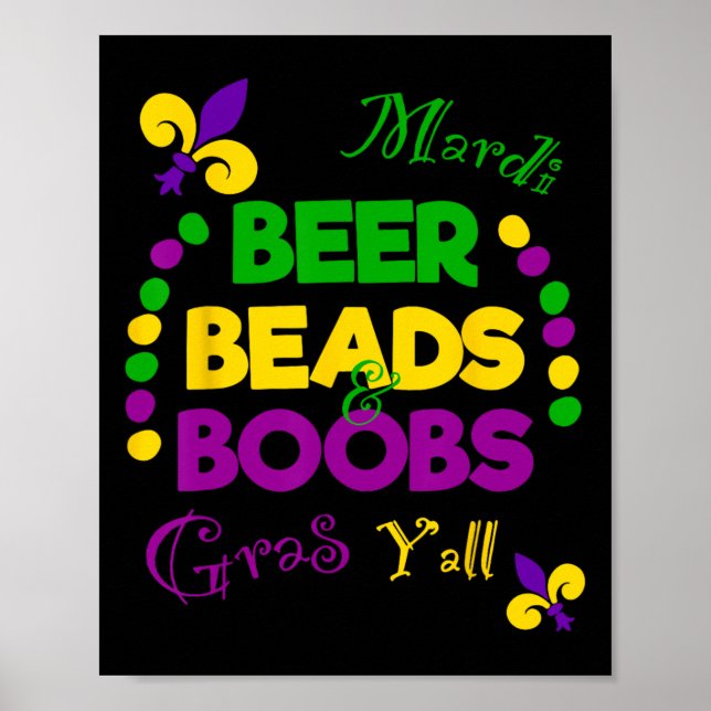 Beer Bead Breast Funny Carnival Party Manar Gift M Poster (Framsidan)