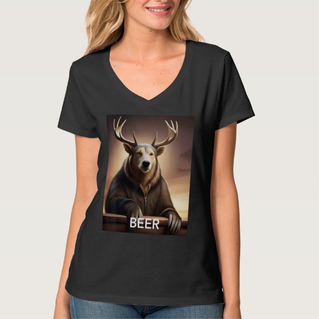 Beer Bear Deer T Shirt (Framsida)