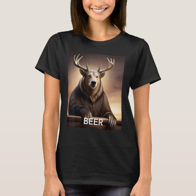 Beer Bear Deer T Shirt (Framsida)
