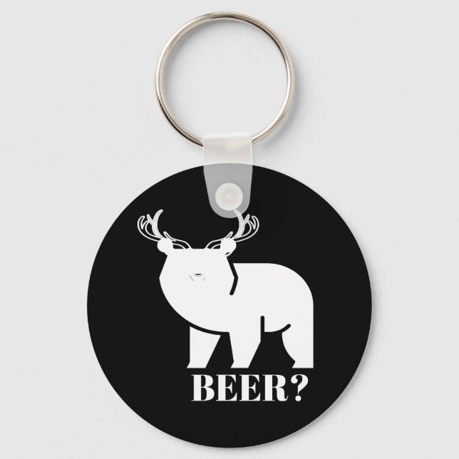 BEER? Bear Hjort Funny Sarkastic Novelty Nyckelring (Framsida)
