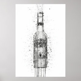 Beer Bottle Aztec Gold Grey Poster