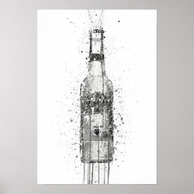 Beer Bottle Aztec Gold Grey Poster (Framsidan)