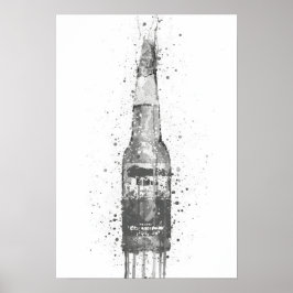 Beer Bottle Wall Art Print 'Lime' Grey Poster