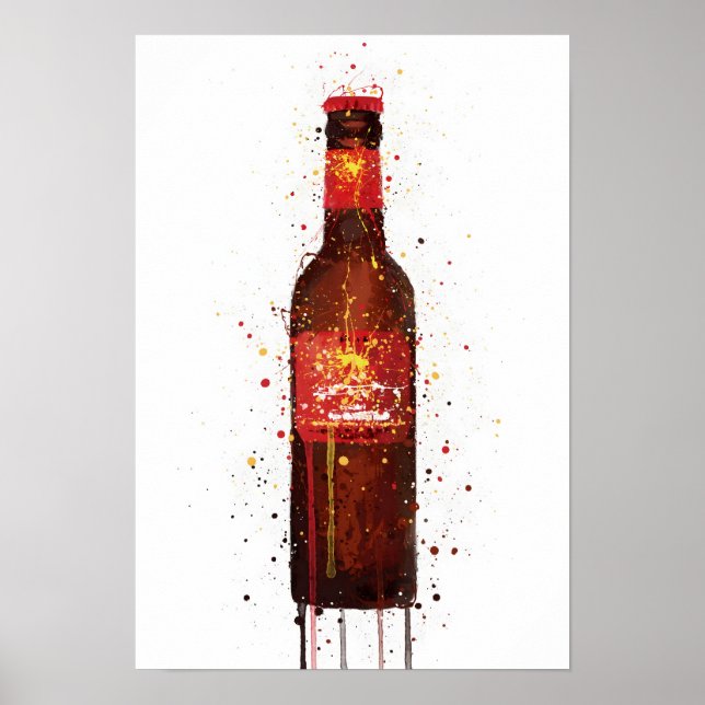 Beer Bottle Wall Art Print 'Rambla Red' Poster (Framsidan)
