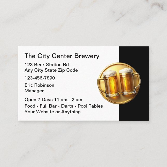 Beer Brewery Beer Mugs Business Cards Visitkort (Framsida)