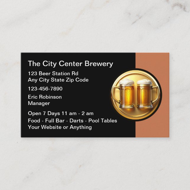 Beer Brewery Beer Mugs Business Cards Visitkort (Framsida)