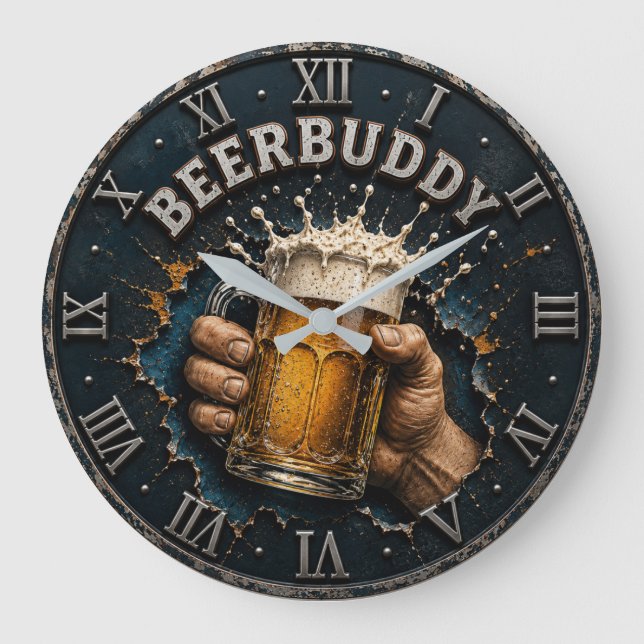 Beer Buddy Beer Lover Bar Pub Man Cave  Stor Klocka (Framsida)