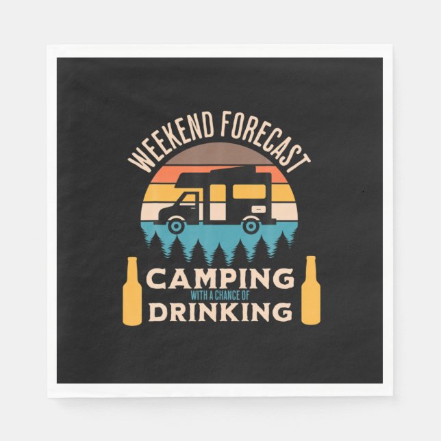 Beer Camping With Beer Birthday Pappersservett (Framsidan)