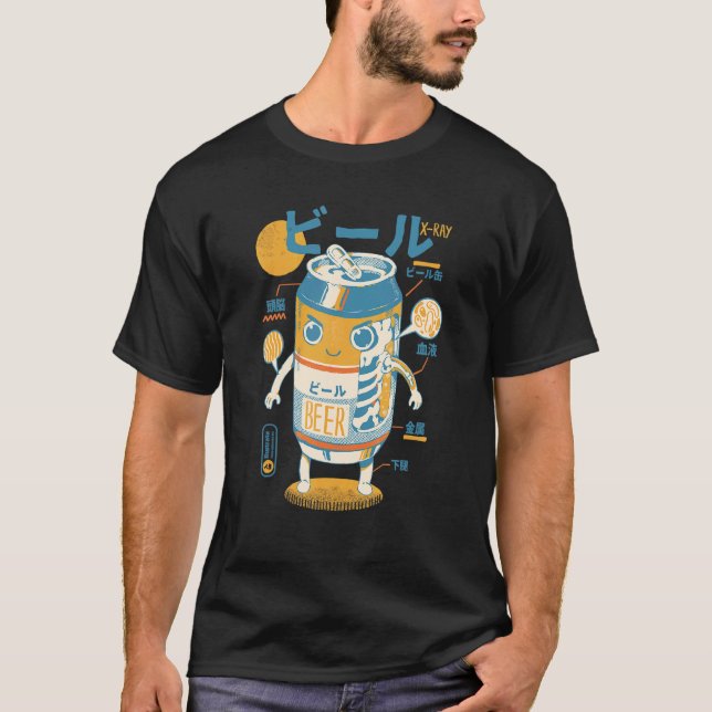 Beer Can X Ray Sci fi Japanese Beer Anatomy   Drin T Shirt (Framsida)