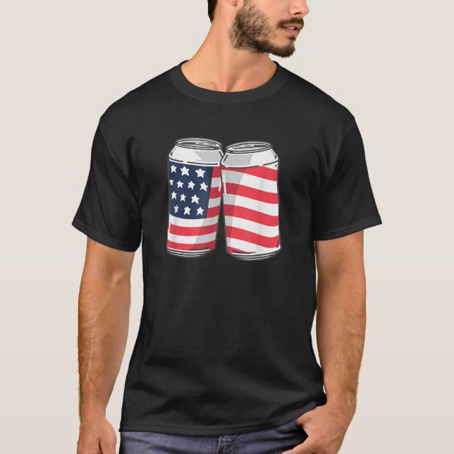 Beer Cans American Flagga 4:e juli Manar Women US  T Shirt (Framsida)