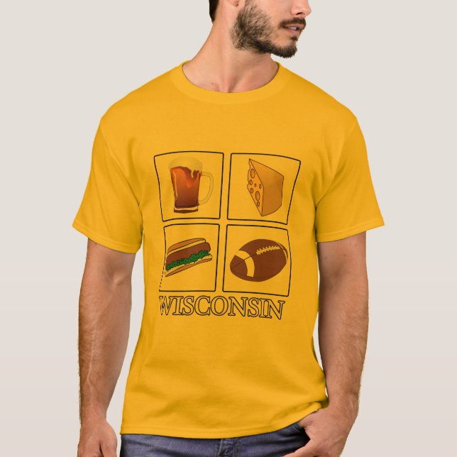 Beer Cheese Brats Football Wisconsin Manar Guld T T Shirt (Framsida)