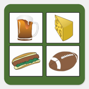 Beer Cheese Brats Football Wisconsin Sticker Fyrkantigt Klistermärke