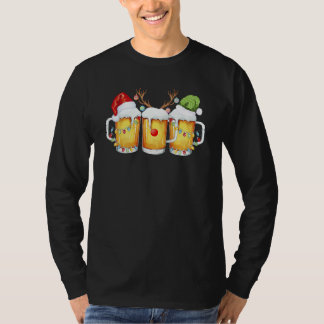 Beer Christmas Mug Santa Reinbeer Xmas Tree Lights T Shirt